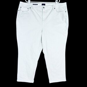 TALBOTS Women's‎ Stretch White Denim Slim Ankle Jeans Size 24W High Rise